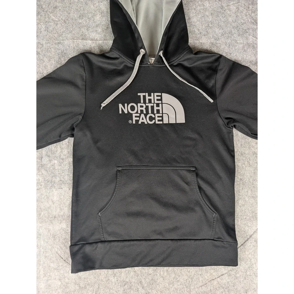 The North Face Mens Pullover Hoodie Black Grey Logo Performance Sweatshirt S‎